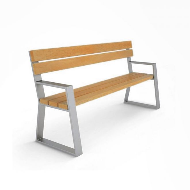 Parkbänk Harmonia Soffa med armstöd i trä och metall.