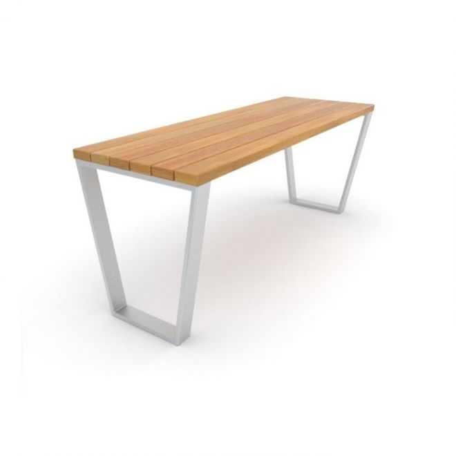 Träbänk Harmonia Bänk med vit metallram.