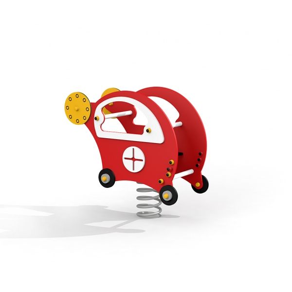 Lekställning Copter, rött och vitt gungflygplan.