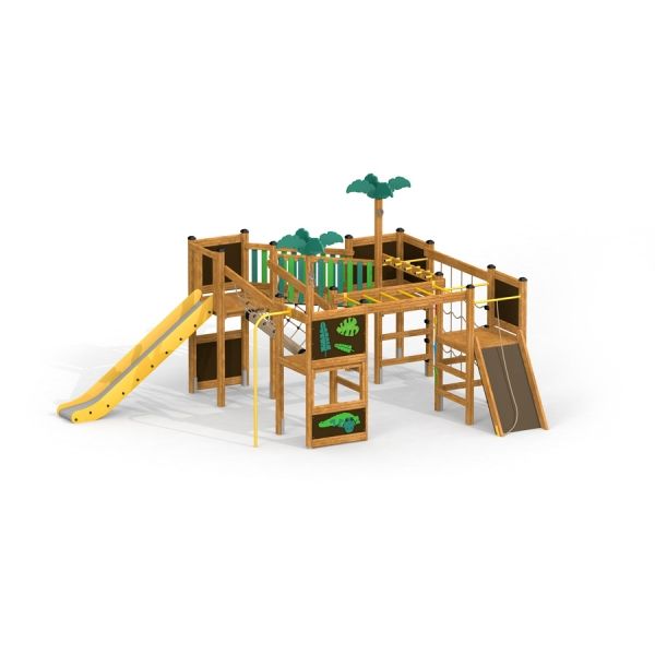 Lekställning Jungle med rutschkana och klätterutrustning.