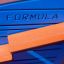 Race Track Board blå och orange detalj med texten Formula 1.
