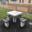 Betongbordsspel Ludo i betong med fyra fasta säten.