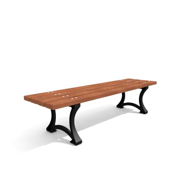 Träbänk Bordeaux bänk med svart metallram.