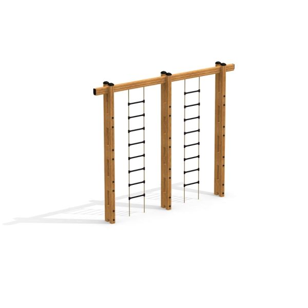 Träklättringsram med två repstegar Ladders.