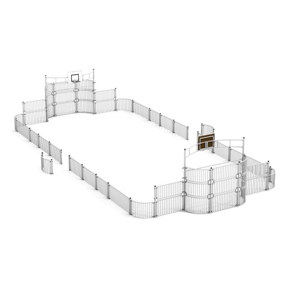 Multifunktionell sportarena Sport Arena 9x18 m med staket och mål.
