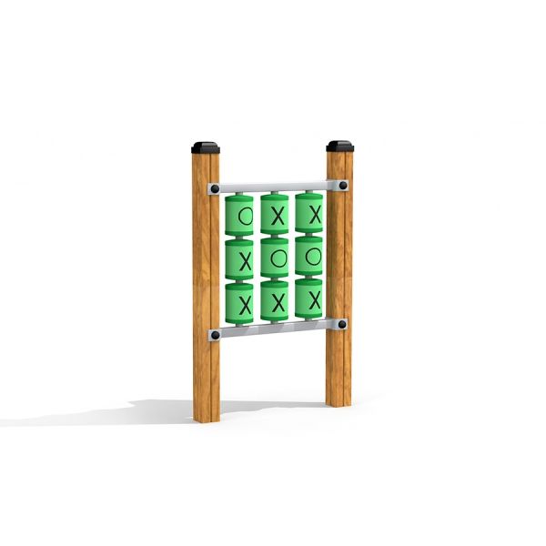 Luffarschack för lekplats med gröna roterbara cylindrar.