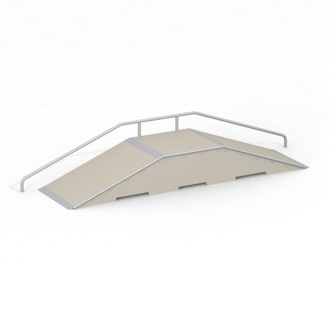 Double ramp för lekplatser med räcke.