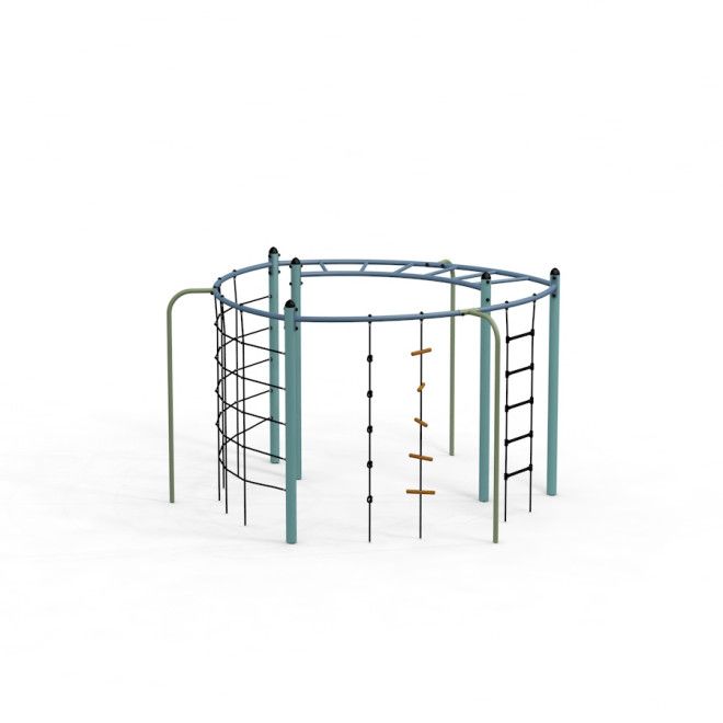 Delfinen lekställning med klätterrep och stegar för utomhuslek.