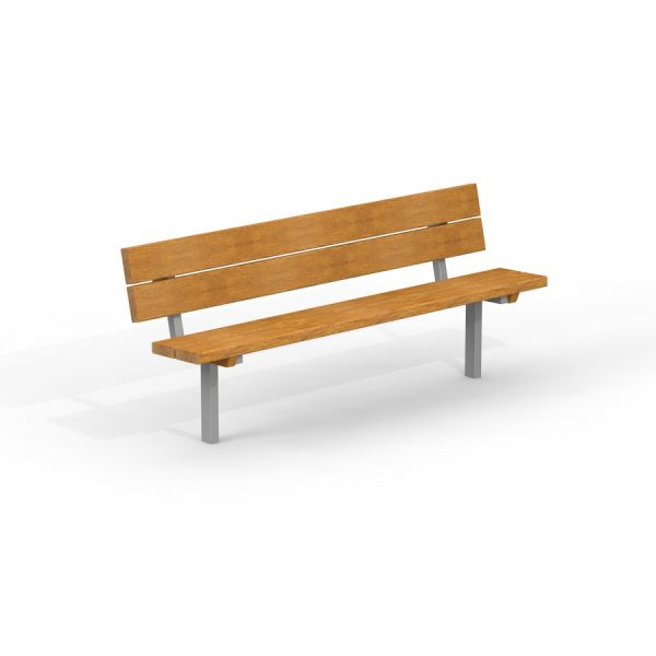 Träbänk Bänk med metallben.