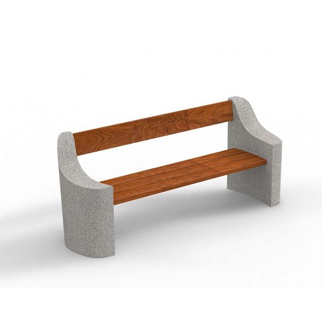 Parkbänk Dona Soffa med betongsidor och träsits.