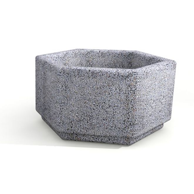 Betongblomlåda Rosengärden i hexagonalt mönster.