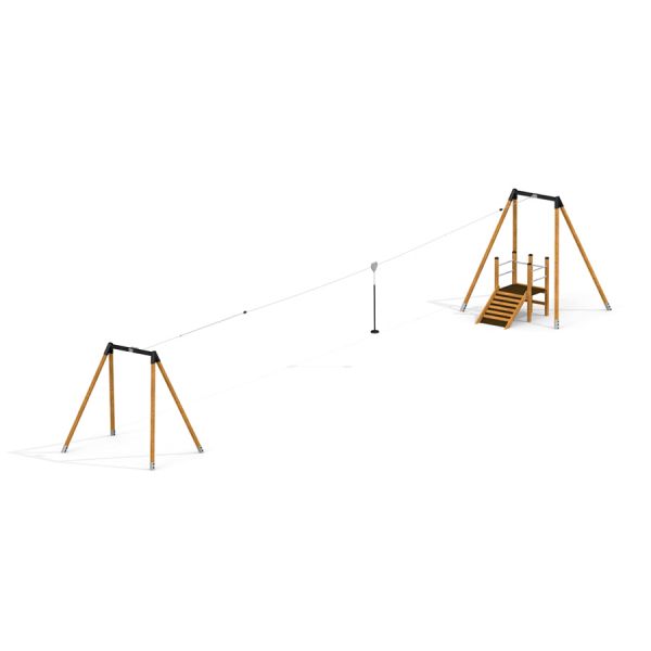 Medium Cableway with platform i trä för lekplatser