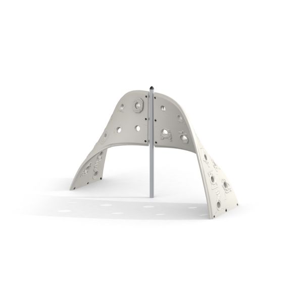 Vit klättervägg i modern design med runda grepphål.