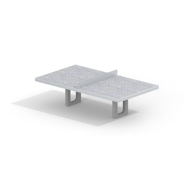 Betongbordtennisbord med fast nät.