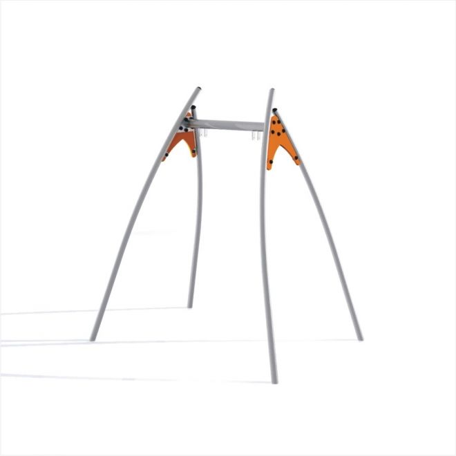 Gungstativ Stål 1-Plats i metall med orangea detaljer.