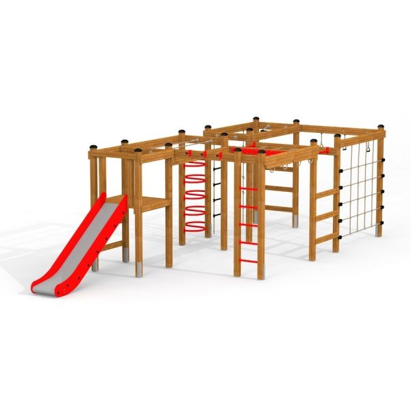 Klättercenter - lekställning med rutschkana och klätterställningar.