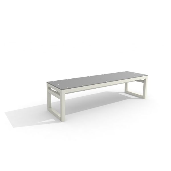 Bänk Kyoto Bänk (HPL) i minimalistisk design med en grå sittyta.