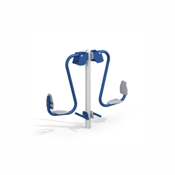Utomhus Double Leg Press träningsutrustning i blått och grått.