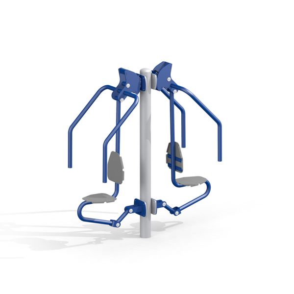 Utrustning för utomhusgym Double Chest Press med två sittplatser och handtag.